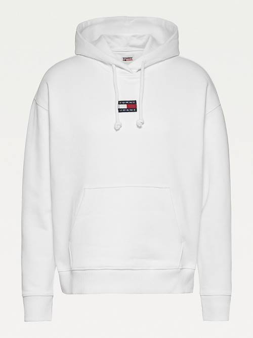 White Tommy Hilfiger Tommy Badge Women's Hoodie | TH840LWE