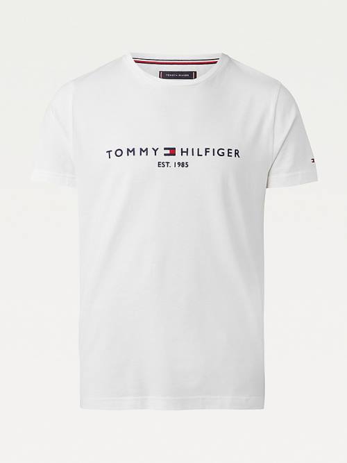 White Tommy Hilfiger Tommy Hilfiger Logo Men's T Shirts | TH942RCD