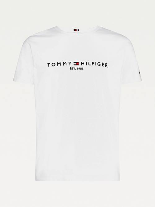 White Tommy Hilfiger Tommy Hilfiger Logo Men's T Shirts | TH942RCD