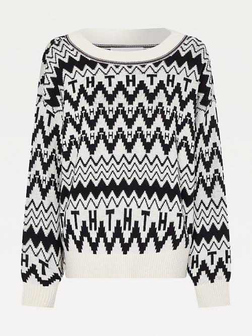 White Tommy Hilfiger Tommy Icons Fair Isle Jumper Women's Sweaters | TH526BMV