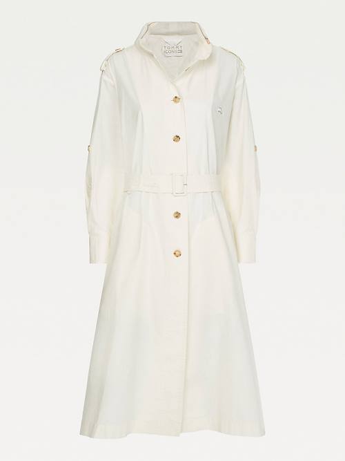 White Tommy Hilfiger Tommy Icons Fluid Trench Women's Coats | TH130MGI