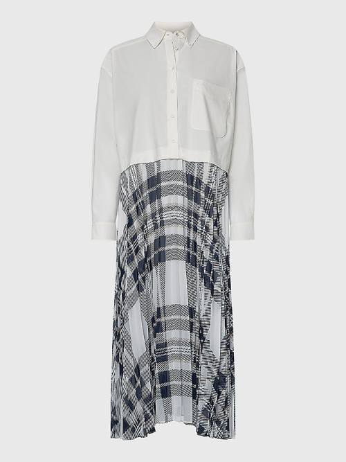 White Tommy Hilfiger Tommy Icons Oversized Pleated Shirt Women\'s Dress | TH631FDV