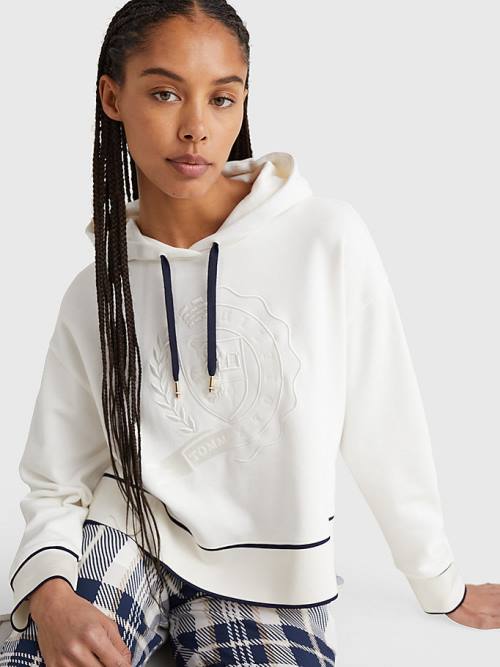 White Tommy Hilfiger Tommy Icons Relaxed Fit Women's Hoodie | TH023HQF