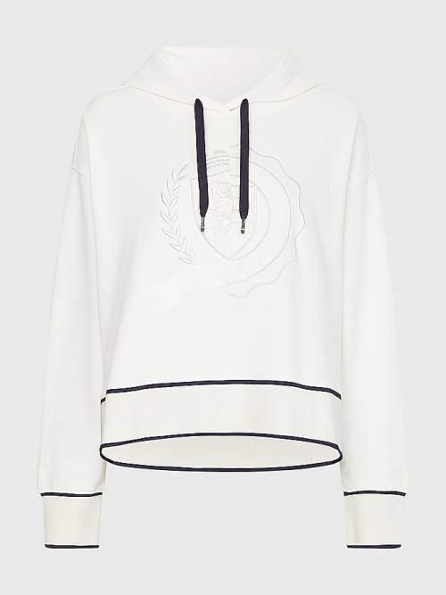 White Tommy Hilfiger Tommy Icons Relaxed Fit Women's Hoodie | TH023HQF