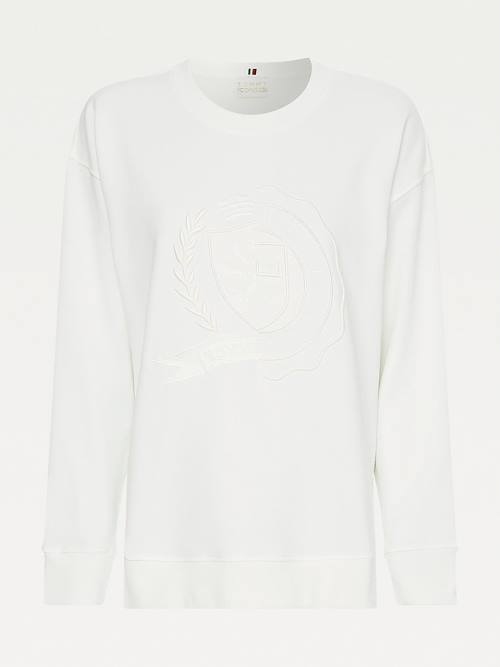 White Tommy Hilfiger Tommy Icons Relaxed Fit Women's Sweatshirts | TH156GNU