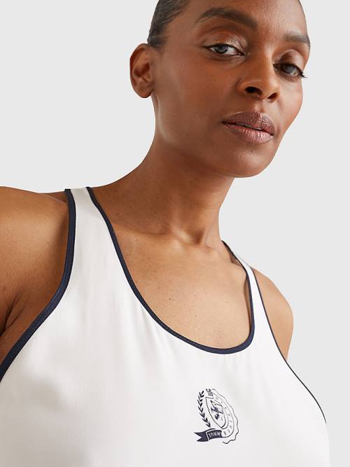 White Tommy Hilfiger Tommy Icons Silk Racerback Tank Top Women's Shirts | TH791YPT