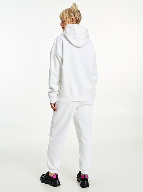 White Tommy Hilfiger Tonal Drawstring Women's Hoodie | TH934VIB