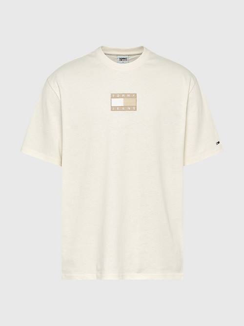 White Tommy Hilfiger Tonal Logo Back Graphic Men's T Shirts | TH348WAK