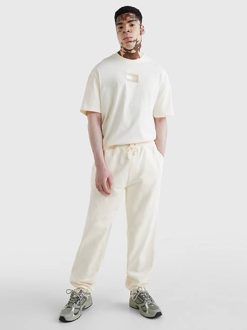 White Tommy Hilfiger Tonal Logo Relaxed Fit Joggers Men's Pants | TH281MZT