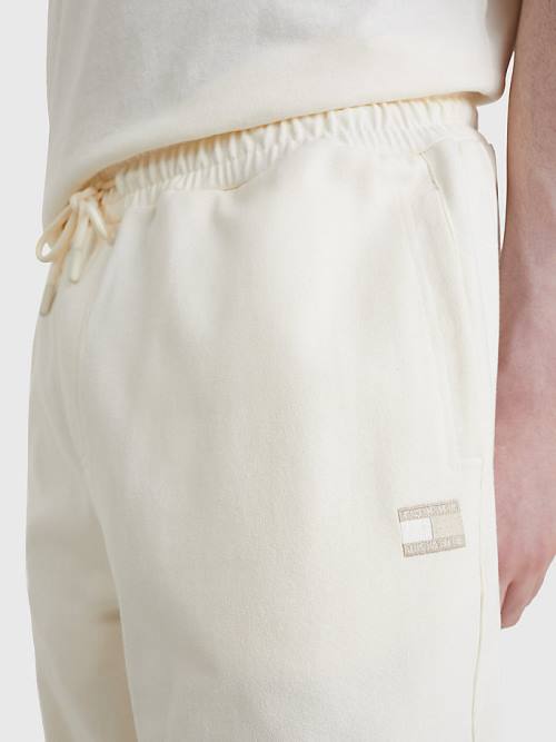 White Tommy Hilfiger Tonal Logo Relaxed Fit Joggers Men's Pants | TH281MZT