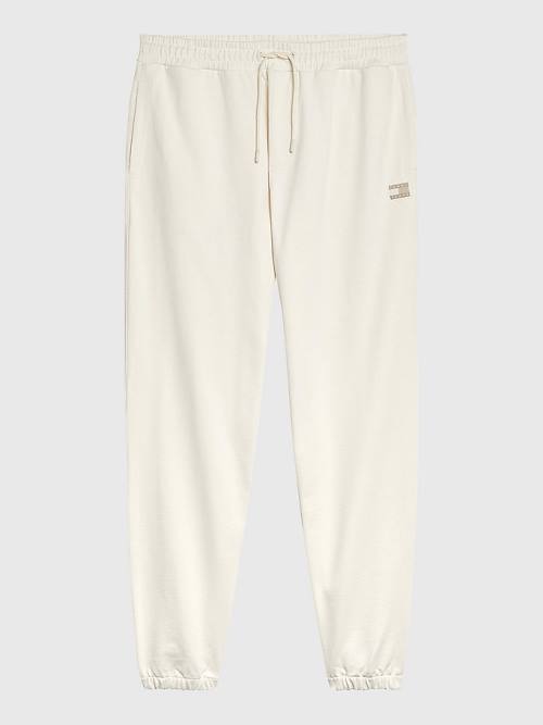 White Tommy Hilfiger Tonal Logo Relaxed Fit Joggers Men's Pants | TH281MZT