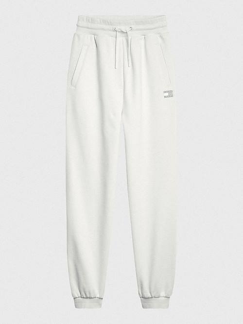 White Tommy Hilfiger Tonal Tommy Badge Joggers Women's Pants | TH972RDU