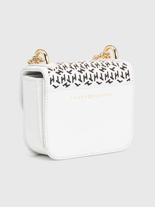 White Tommy Hilfiger Turn Lock Laser Cut Micro Women's Bags | TH142OYB