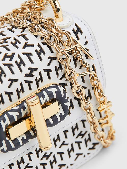 White Tommy Hilfiger Turn Lock Laser Cut Micro Women's Bags | TH142OYB