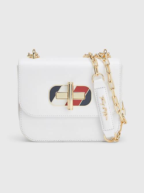 White Tommy Hilfiger Turn Lock Mini Crossover Women\'s Bags | TH361XZH