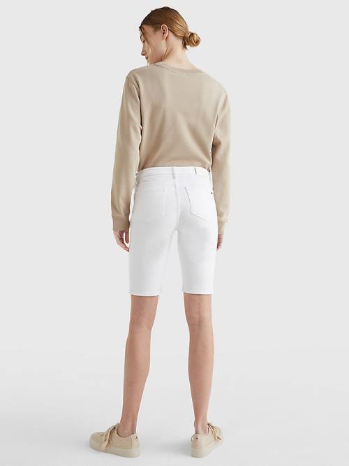 White Tommy Hilfiger Venice Slim White Denim Women's Shorts | TH791AZD