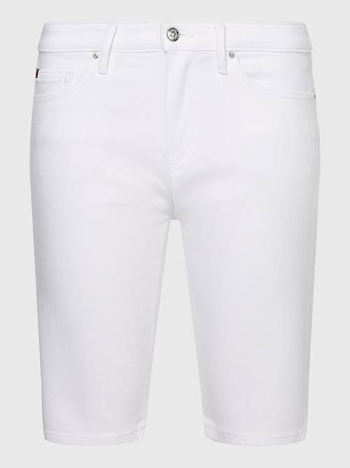 White Tommy Hilfiger Venice Slim White Denim Women's Shorts | TH791AZD