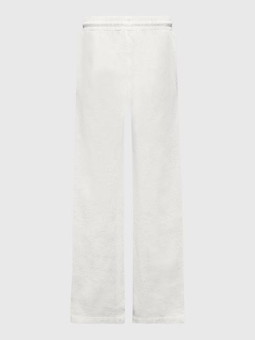 White Tommy Hilfiger Wide Leg Signature Logo Sweatpants Girls' Pants | TH640FRK