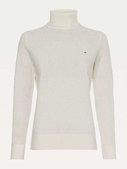 White Tommy Hilfiger Wool Cashmere Roll Neck Jumper Women's Sweaters | TH674ONL