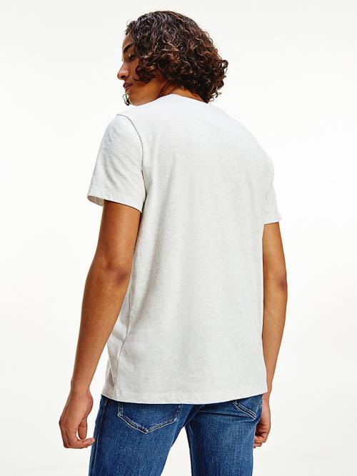 White Tommy Hilfiger Woven Heathered Slim Fit Men's T Shirts | TH198YIZ