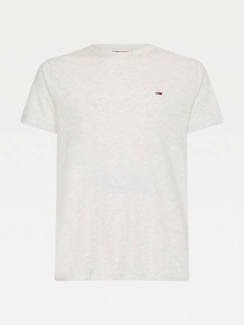 White Tommy Hilfiger Woven Heathered Slim Fit Men's T Shirts | TH198YIZ