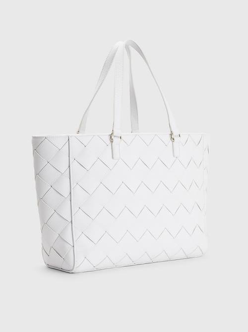 White Tommy Hilfiger Woven Tote Women's Bags | TH160PMH