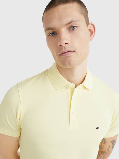 Yellow Tommy Hilfiger 1985 Essential Slim Fit Men's Polo Shirts | TH879IKQ