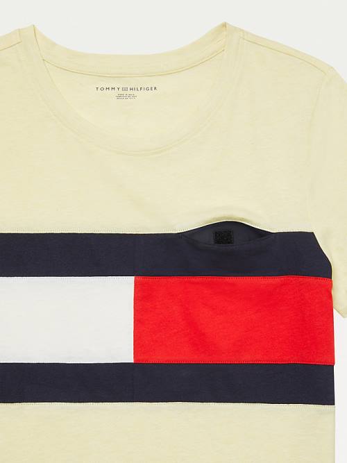 Yellow Tommy Hilfiger Adaptive Flag Print Cotton Women's T Shirts | TH364SYR