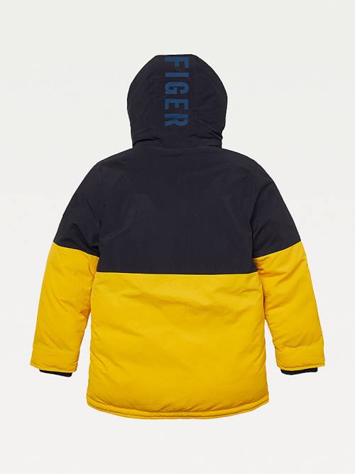 Yellow Tommy Hilfiger Adaptive Hooded Colour-Blocked Parka Boys' Jackets | TH315PBT