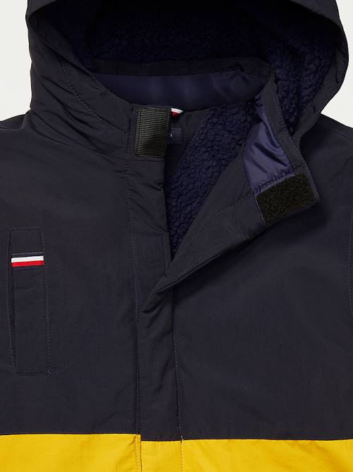 Yellow Tommy Hilfiger Adaptive Hooded Colour-Blocked Parka Boys' Jackets | TH315PBT