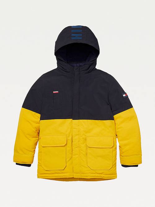 Yellow Tommy Hilfiger Adaptive Hooded Colour-Blocked Parka Boys\' Jackets | TH315PBT