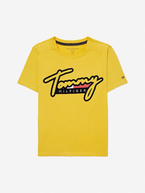 Yellow Tommy Hilfiger Adaptive Pure Cotton Logo Boys\' T Shirts | TH350SVR