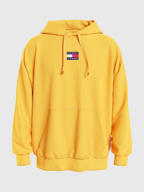 Yellow Tommy Hilfiger Badge Organic Cotton Men's Hoodie | TH237KRC