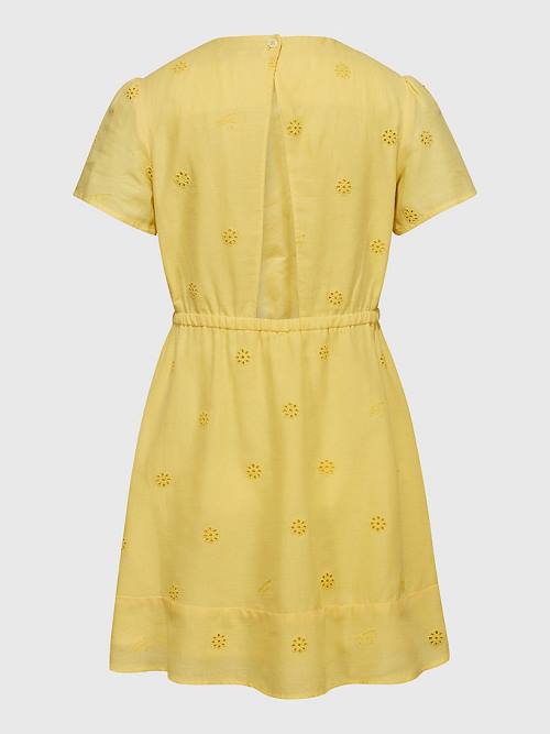 Yellow Tommy Hilfiger Broderie Anglaise Girls' Dress | TH693LXO