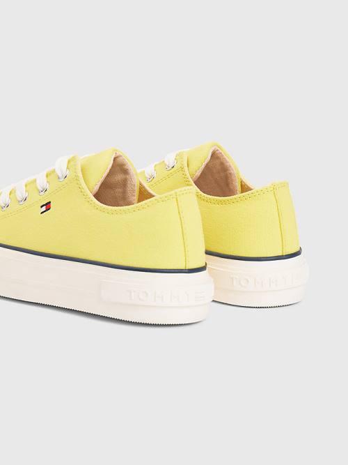 Yellow Tommy Hilfiger Canvas Chunky Low-Top Girls' Sneakers | TH813NMU