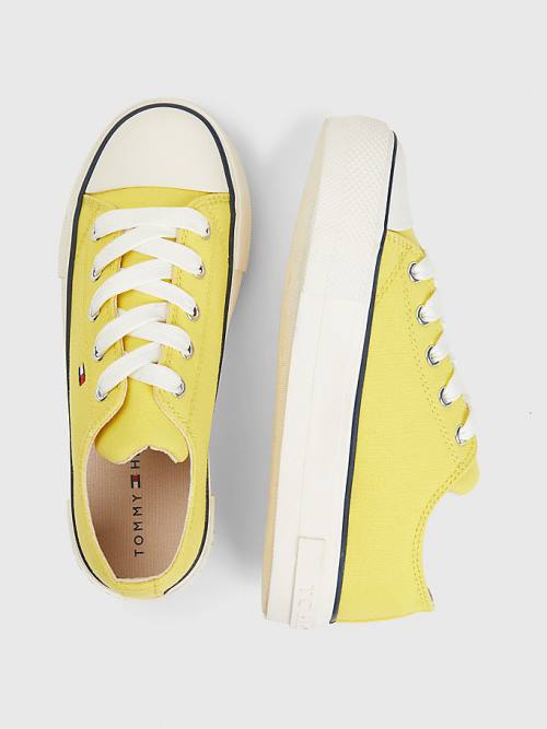 Yellow Tommy Hilfiger Canvas Chunky Low-Top Girls' Sneakers | TH813NMU