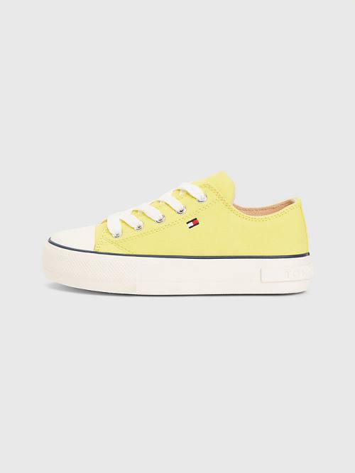 Yellow Tommy Hilfiger Canvas Chunky Low-Top Girls' Sneakers | TH813NMU