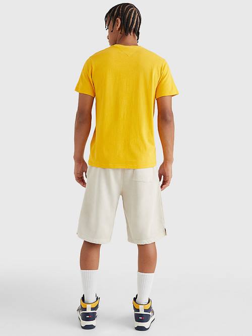 Yellow Tommy Hilfiger Circle Logo Men's T Shirts | TH431VIB