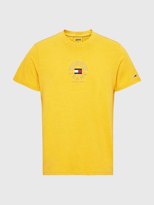 Yellow Tommy Hilfiger Circle Logo Men's T Shirts | TH431VIB