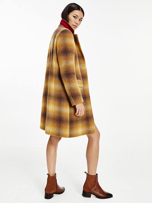 Yellow Tommy Hilfiger Classic Shadow Check Women's Coats | TH405QSU