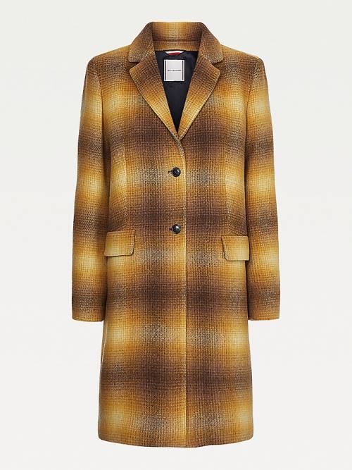 Yellow Tommy Hilfiger Classic Shadow Check Women's Coats | TH405QSU