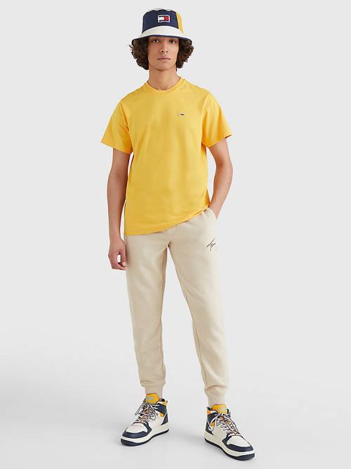 Yellow Tommy Hilfiger Classics Organic Cotton Men's T Shirts | TH681OTI