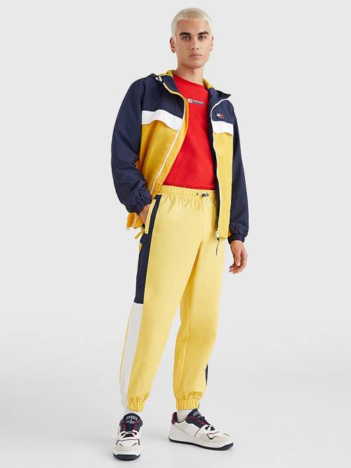 Yellow Tommy Hilfiger Colour-Blocked Cuffed Joggers Men's Pants | TH930JRE