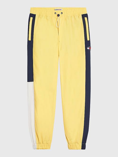 Yellow Tommy Hilfiger Colour-Blocked Cuffed Joggers Men's Pants | TH930JRE