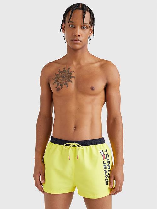 Yellow Tommy Hilfiger Contrast Pocket Short Length Shorts Men's Swimwear | TH409BTI