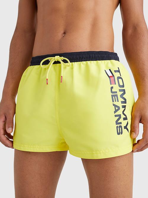 Yellow Tommy Hilfiger Contrast Pocket Short Length Shorts Men\'s Swimwear | TH409BTI