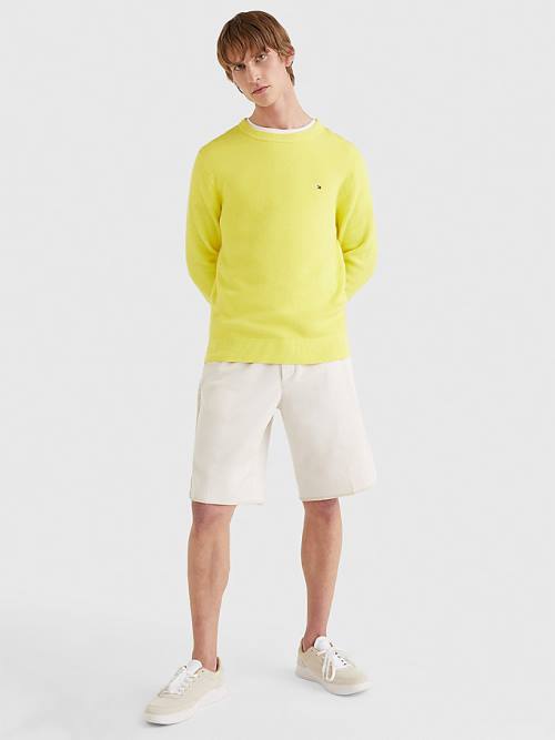 Yellow Tommy Hilfiger Crew Neck Jumper Men's Sweaters | TH916NZQ