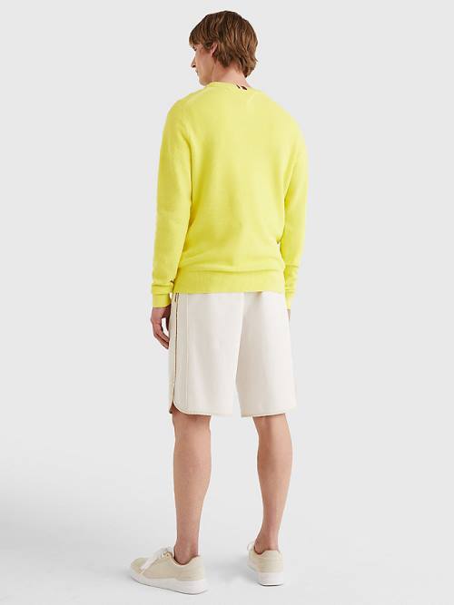 Yellow Tommy Hilfiger Crew Neck Jumper Men's Sweaters | TH916NZQ