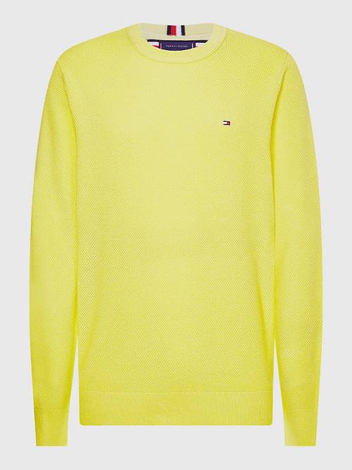 Yellow Tommy Hilfiger Crew Neck Jumper Men's Sweaters | TH916NZQ