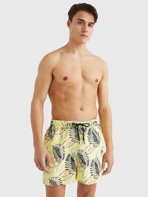 Yellow Tommy Hilfiger Drawstring Mid Length Shorts Men's Swimwear | TH164LYR